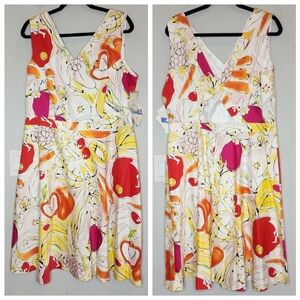 NWT Danny & Nicole Fruit Vegetable Sleeveless Dress Bananas Peppers Size 18